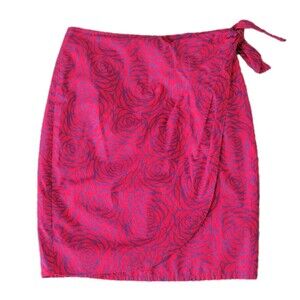Boden Faux Wrap Skirt Womens 6R Pink  Rose Cotton Summer Resort Casual Skirt